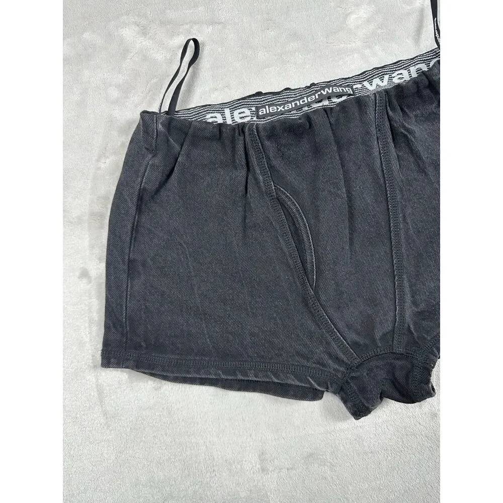 Alexander Wang SAMPLE Float Shorts Faded Black Elastic Waistband - No Size‎